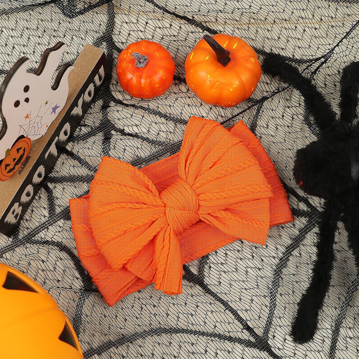 LemonSpace Handmade Baby Girls Headbands with Bows for Newborn Kids Orange