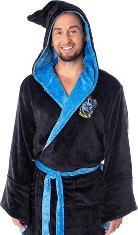 Harry Potter Adult Fleece Plush Hooded Robe - Gryffindor, Slytherin, Ravenclaw, Hufflepuff, Hogwarts