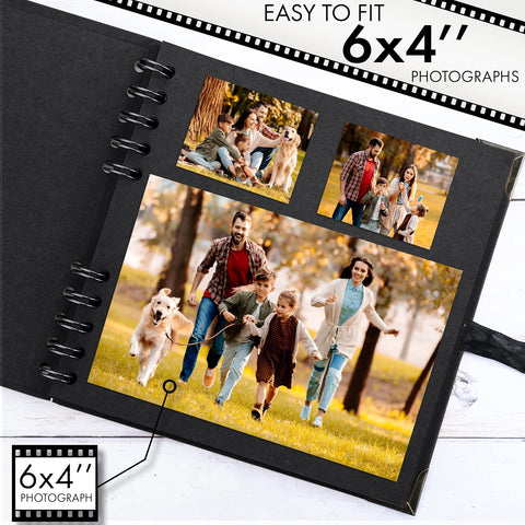 Scrapbook Album, 36 Pages, 7 x 7 Inch, Black Photo Album, Scrap Book