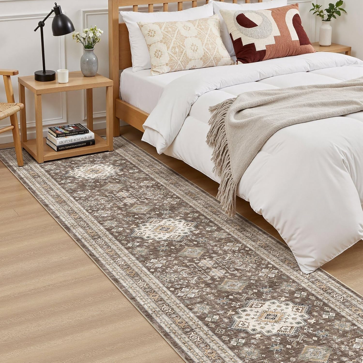 cotiled 2x8 Hallway Runner Rug for Entryway, Non-Slip Vintage, Dark Brown