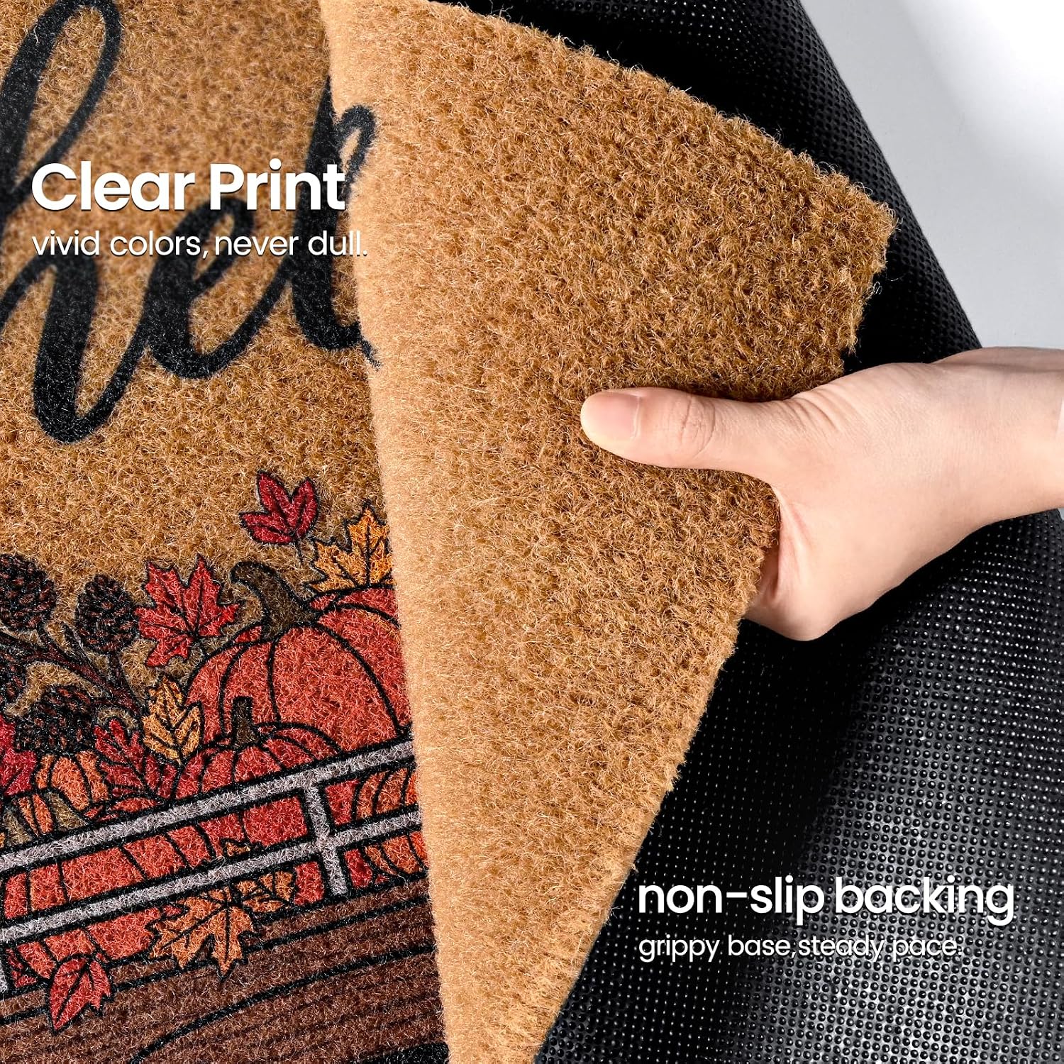 Kelarea Fall Door Mat Truck & Pumpkin, 17" x 29" Hello Fall for Holiday