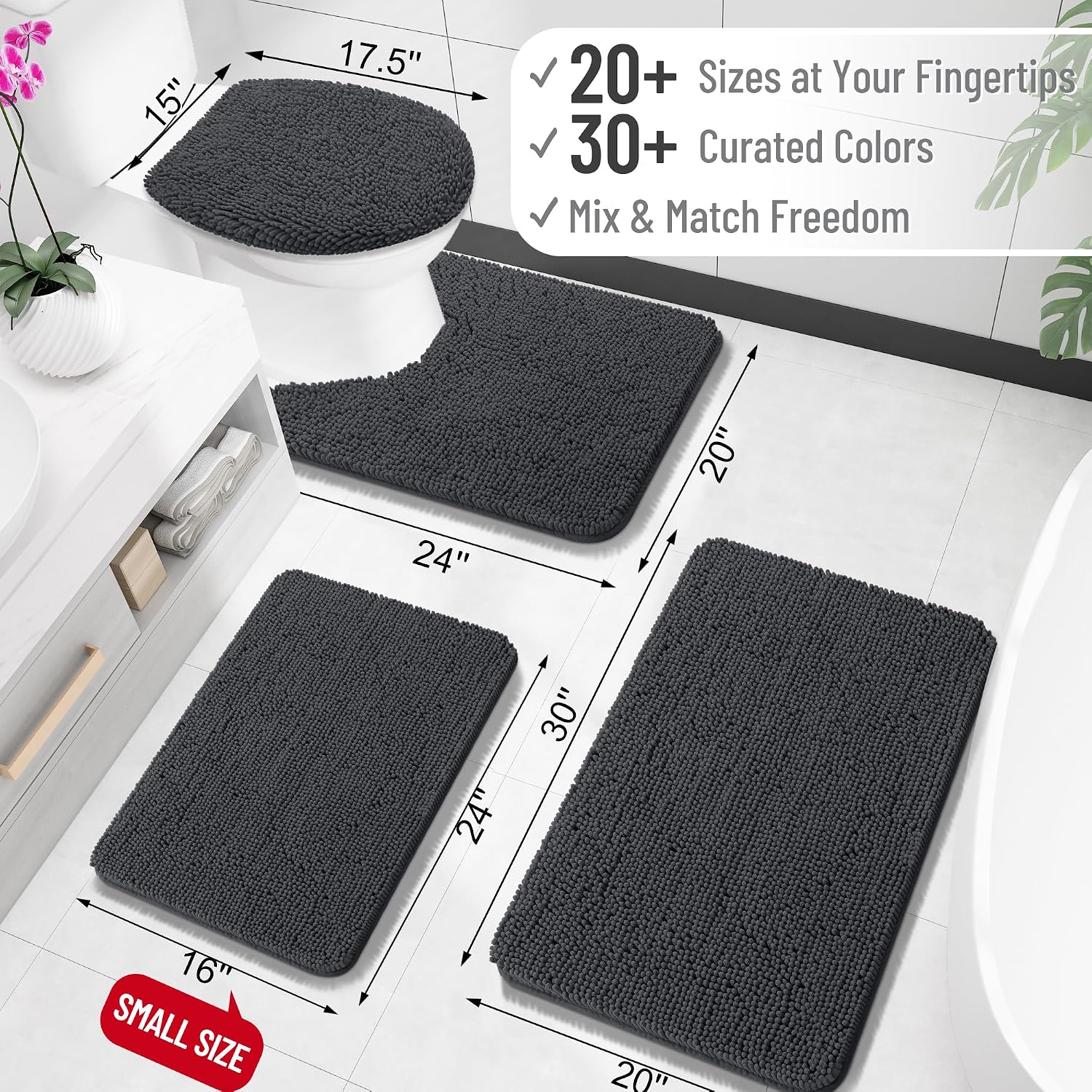 OLANLY Bathroom Rugs 30x20, Extra Soft Absorbent Chenille Bath Rugs