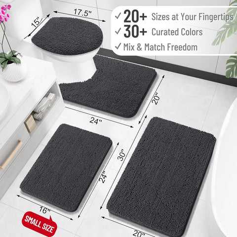OLANLY Small Bathroom Rugs 30x18, Extra Soft Absorbent Chenille Bath Rugs