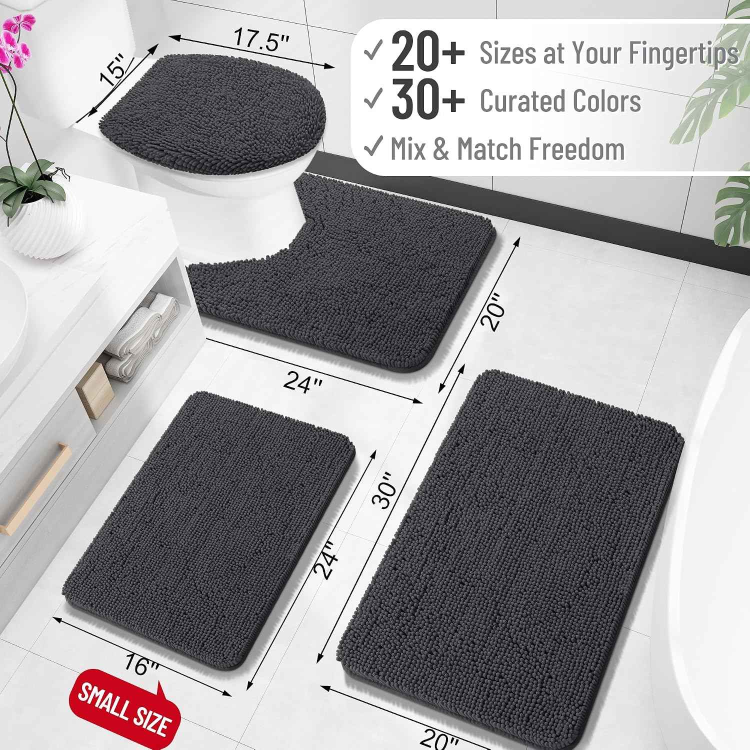 OLANLY Bathroom Rugs 34x21, Extra Soft Absorbent Chenille Bath Rugs