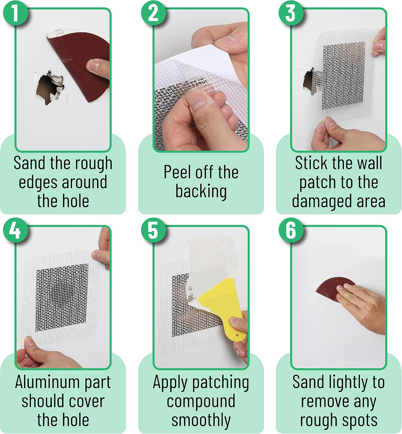 Bates- Drywall Repair Kit, 6 pcs, 10 Inch, Dry Wall Patch Kits, Plaster Wall Repair Patch Kit, Wall Patch Repair Kit, Drywall Hole Patch, Wall Hole Repair Kit, Drywall Patch Hole, Drywall Patch Kit