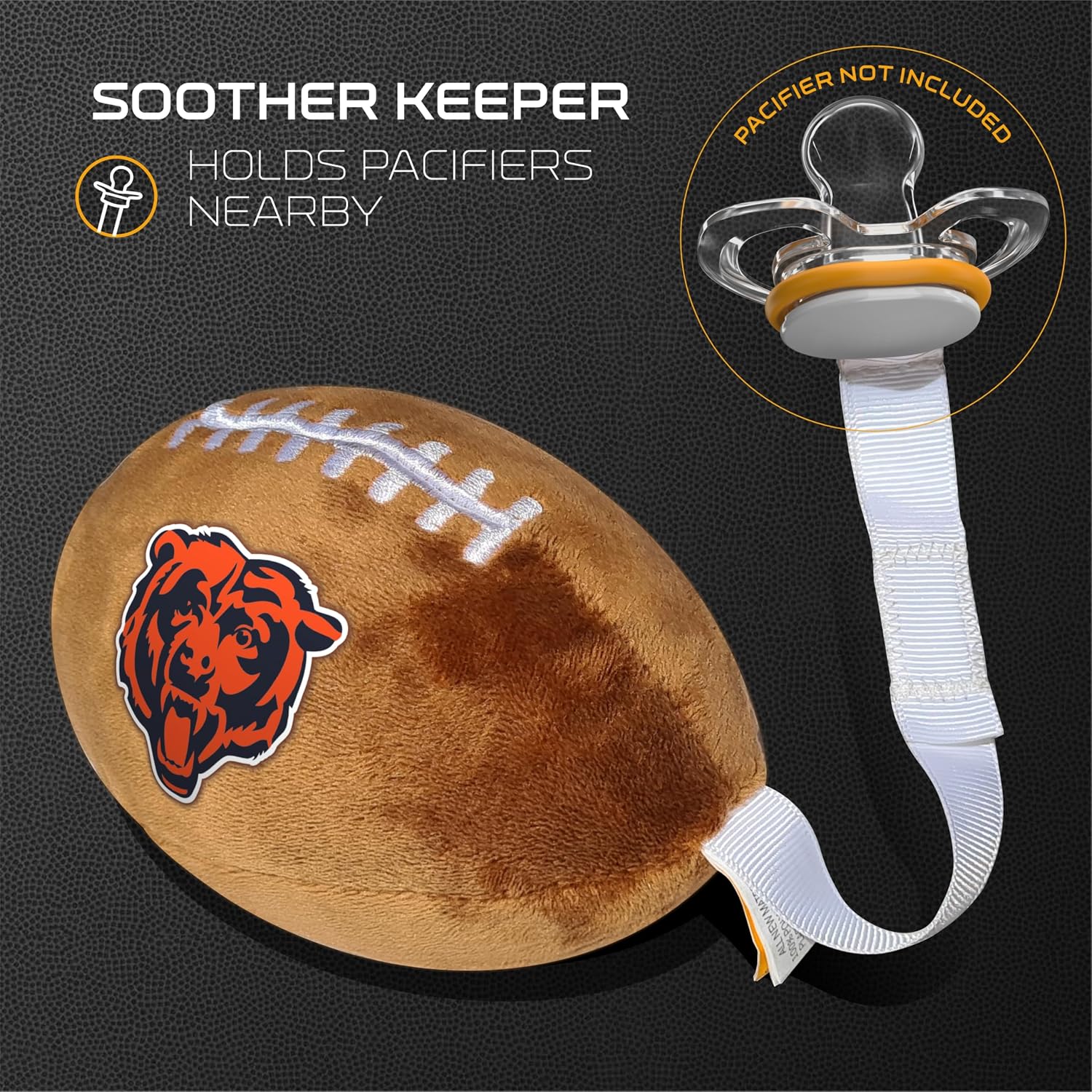 Smilo NFL Plush Football Pacifier Holder - Chicago Bears