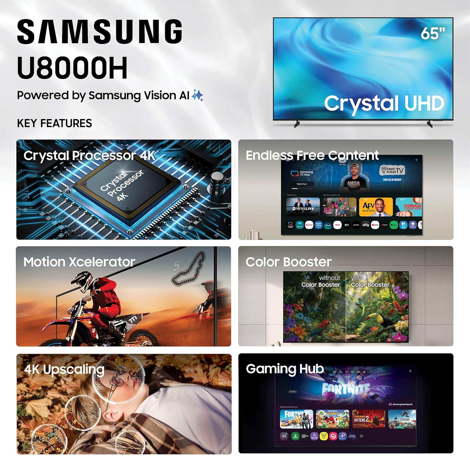 Samsung 65-Inch Class U8000H Series Crystal UHD, 4K, Smart TV, 2026 Model
