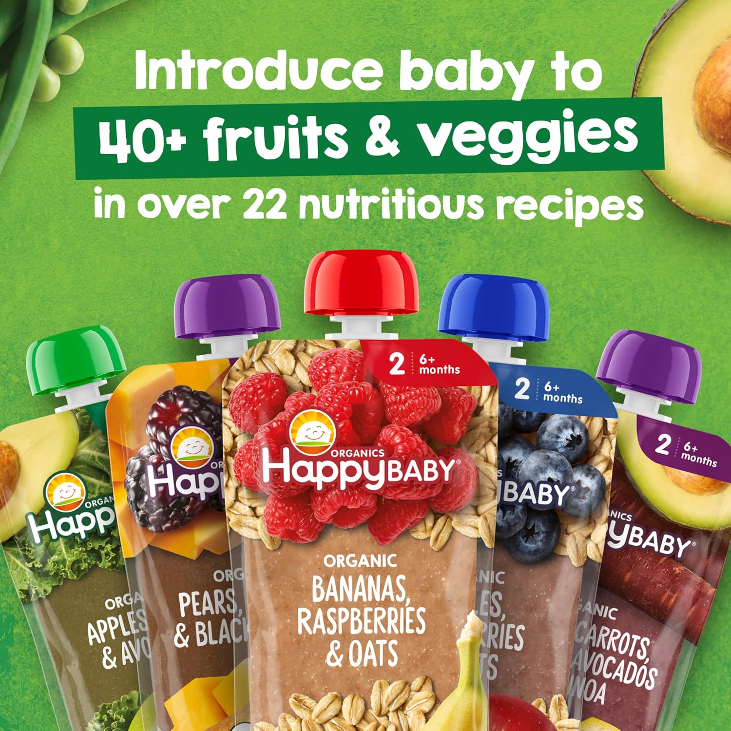 HAPPY BABY Clearly Crafted, Stage 2, Fruit & Veggie Variety Pack, 4oz (10)