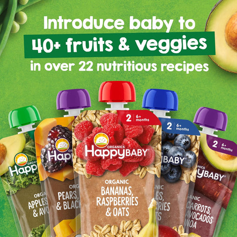 HAPPY BABY Clearly Crafted, Stage 2, Fruit & Veggie Variety Pack, 4oz (10)