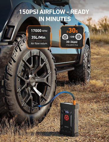 AstroAI A30 4000A Portable Jump Starter with Air Compressor, 12V Jump Box