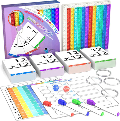 Math Games for Kids - Math Flash Cards - Interactive Practice Kit Pop It Practice with Addition, Subtraction, Multiplication & Division - Ideal for Learning and Skill Building - Ages 4-8