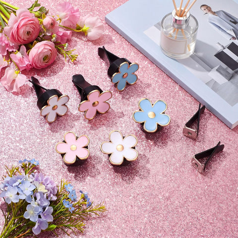 Frienda 6 Pcs Daisy Vent Clips for Car, 3/3.3 cm, Blue, Pink,White