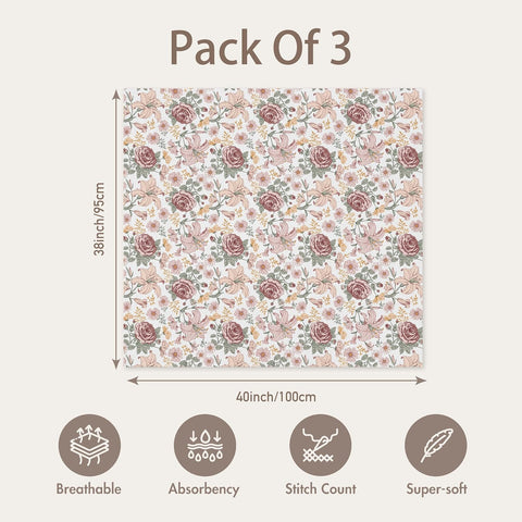 GLLQUEN BABY Muslin Swaddle Blankets for Newborn Girls, Large 40''x38''
