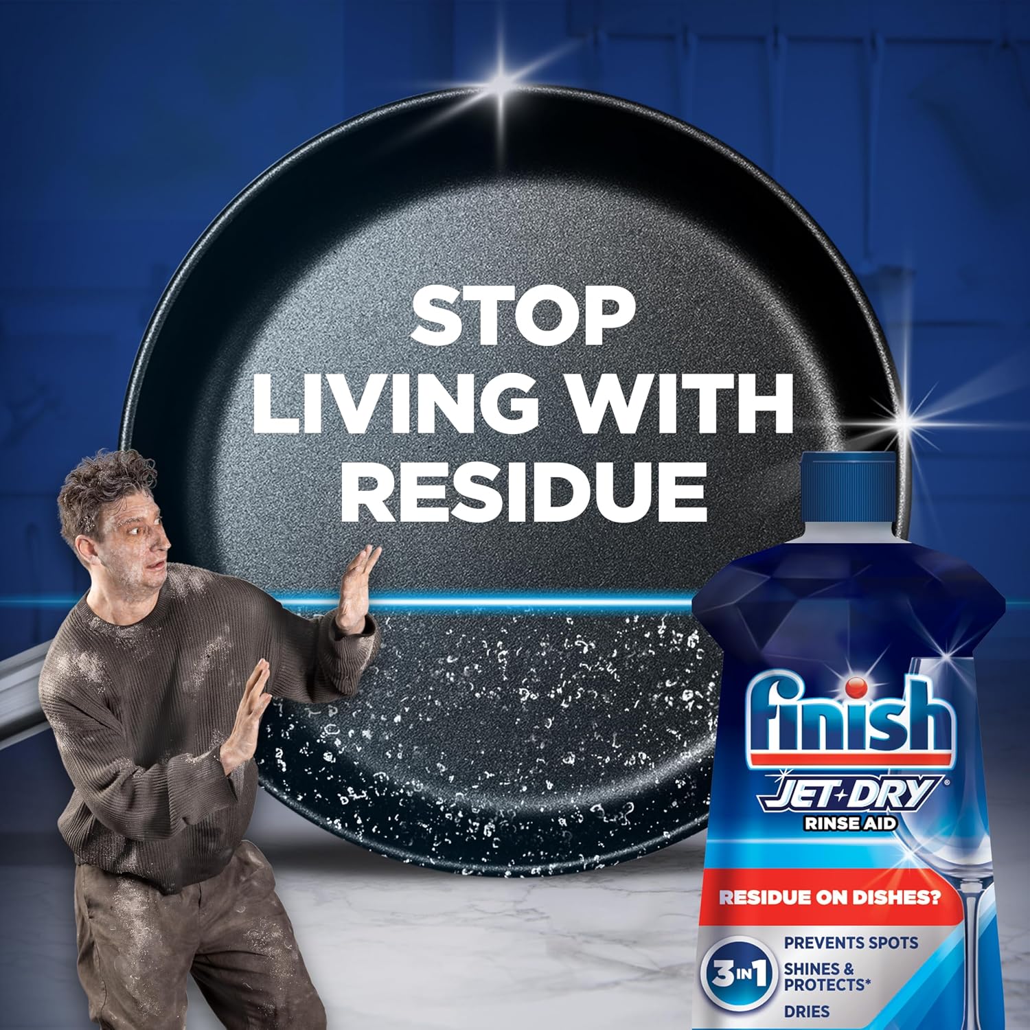 Finish Jet-Dry Dishwasher Rinse Aid, Compatible with Dishwasher Detergent, Prevents Spots & Residues, Dries, Shine & Protects, 32 oz, 315 washes
