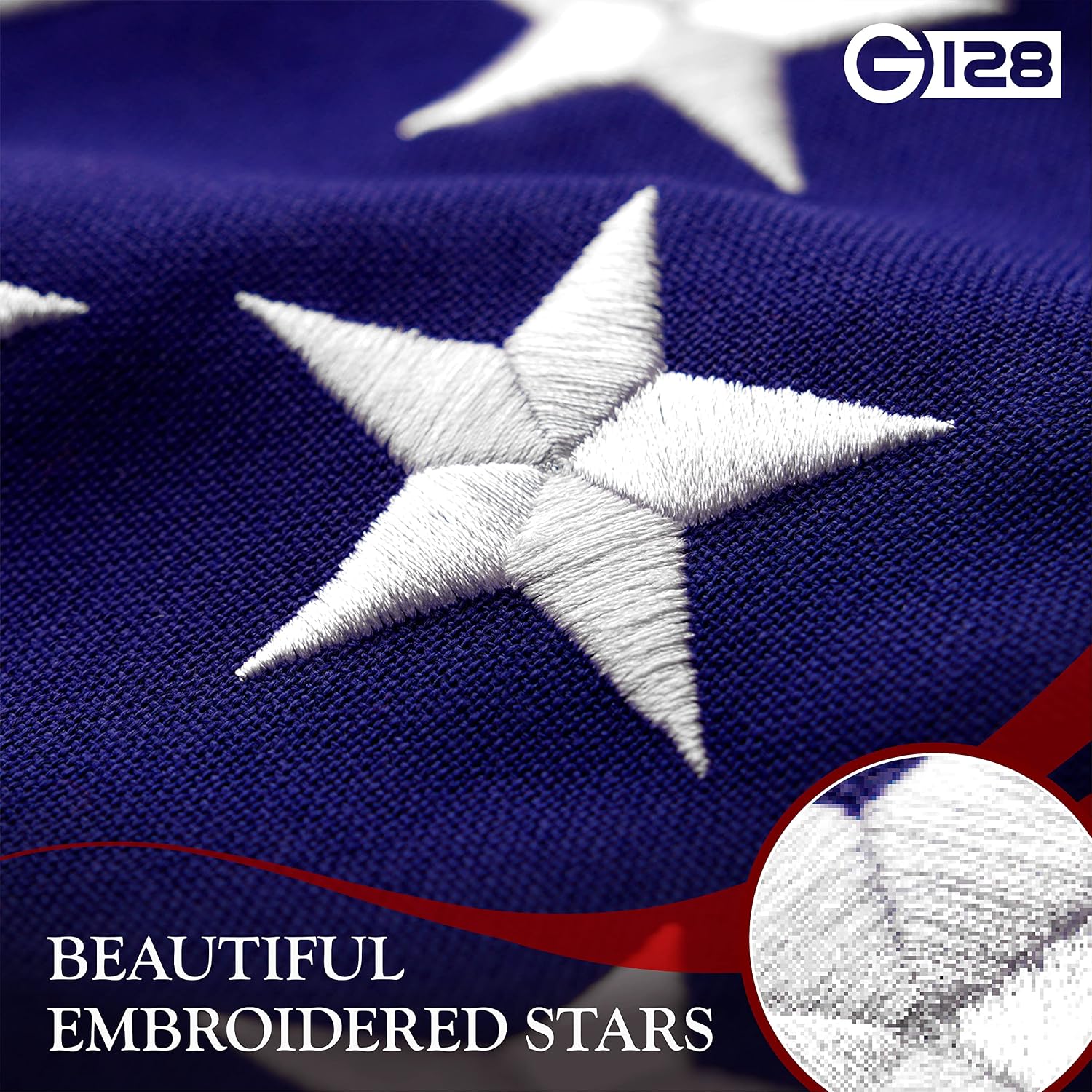 G128 4x6 Ft American Flag Deluxe TearProof Series, Featuring Super Tough Spun Polyester, Embroidered Stars, Sewn Stripes