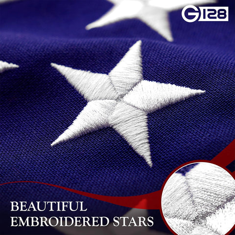 G128 6x10 Ft American Flag Outdoor Deluxe TearProof Series, Featuring Super Tough Spun Polyester, Embroidered Stars, Sewn Stripes | Back to School Decor