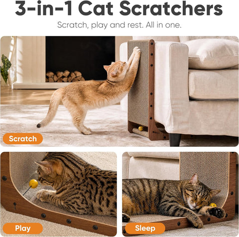 FUKUMARU Cat Scratcher 2 Packs, 25 Inch Cat Scratching Boards, L Shaped Pad