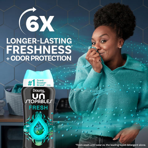 Downy Unstopables In-Wash Scent Booster Beads, Fresh Scent, 30.1 oz, Laundry Beads for Odor Protection, Black