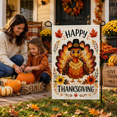 Thanksgiving Decorations - Happy Thanksgiving Garden Flag for Fall Decor