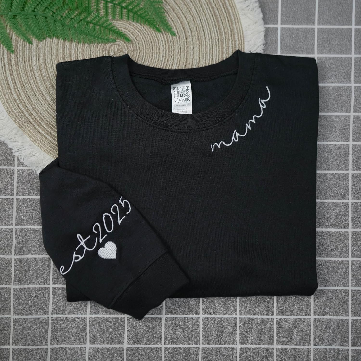 LULLBABYMALL Personalized Embroidered Mama EST Sweatshirt For Women, Mom Custom Gifts for Mother's Day Chirstmas