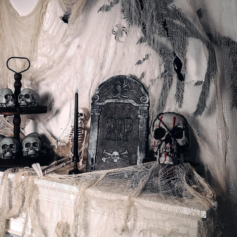 320 x 80 in Halloween Creepy Cloth for Yard and Outdoor Decorations,Beige