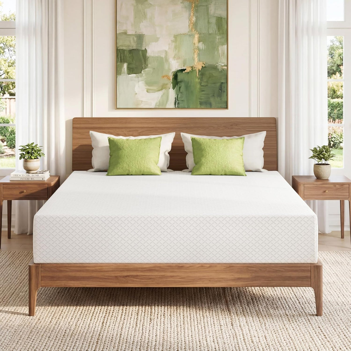 EGOHOME Twin XL Memory Foam Mattress 5 Inch, Green Tea, Bed in A Box