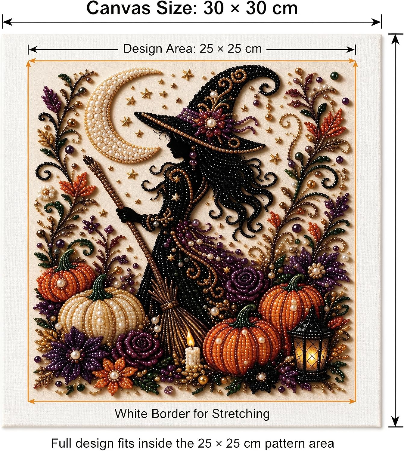 JOYGIEE Halloween Ghost Pearl Art DIY Kit, Spooky Cute 3D Diamond Painting Crafts for Adults, 11.8 * 11.8ines No Frame, DIY Fall Home Decor Wall Art, Beginner DIY Seasonal Party Gift (Witch)