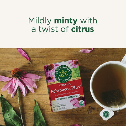 Traditional Medicinals Organic Echinacea Plus Spearmint, 96 Tea Bags | Promotes Immune Function, w/Spearmint, Kosher, Non-GMO, Caffeine-Free, Compostable