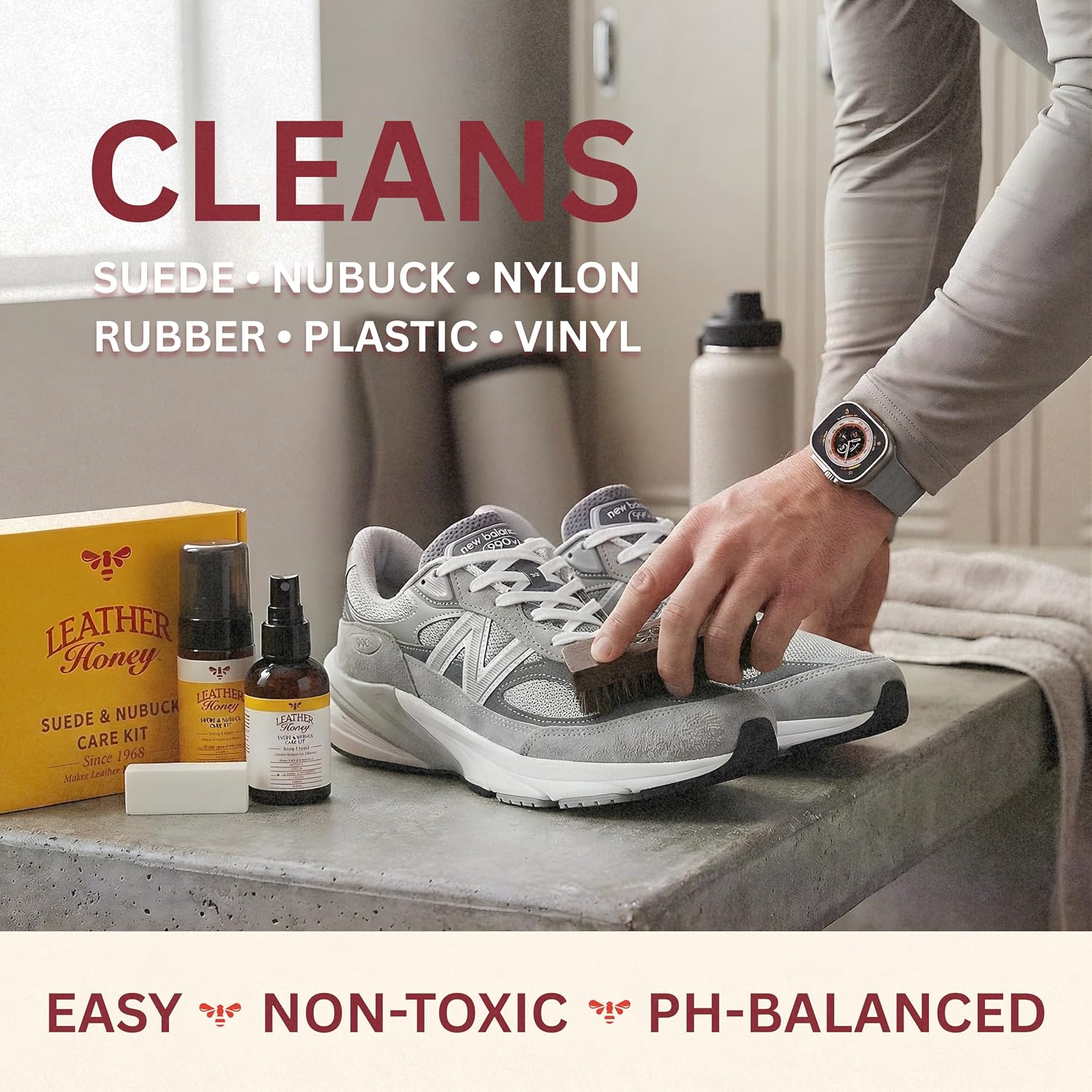 Leather Honey Suede & Nubuck Care Kit – Cleaner, Protector, Brush, Eraser