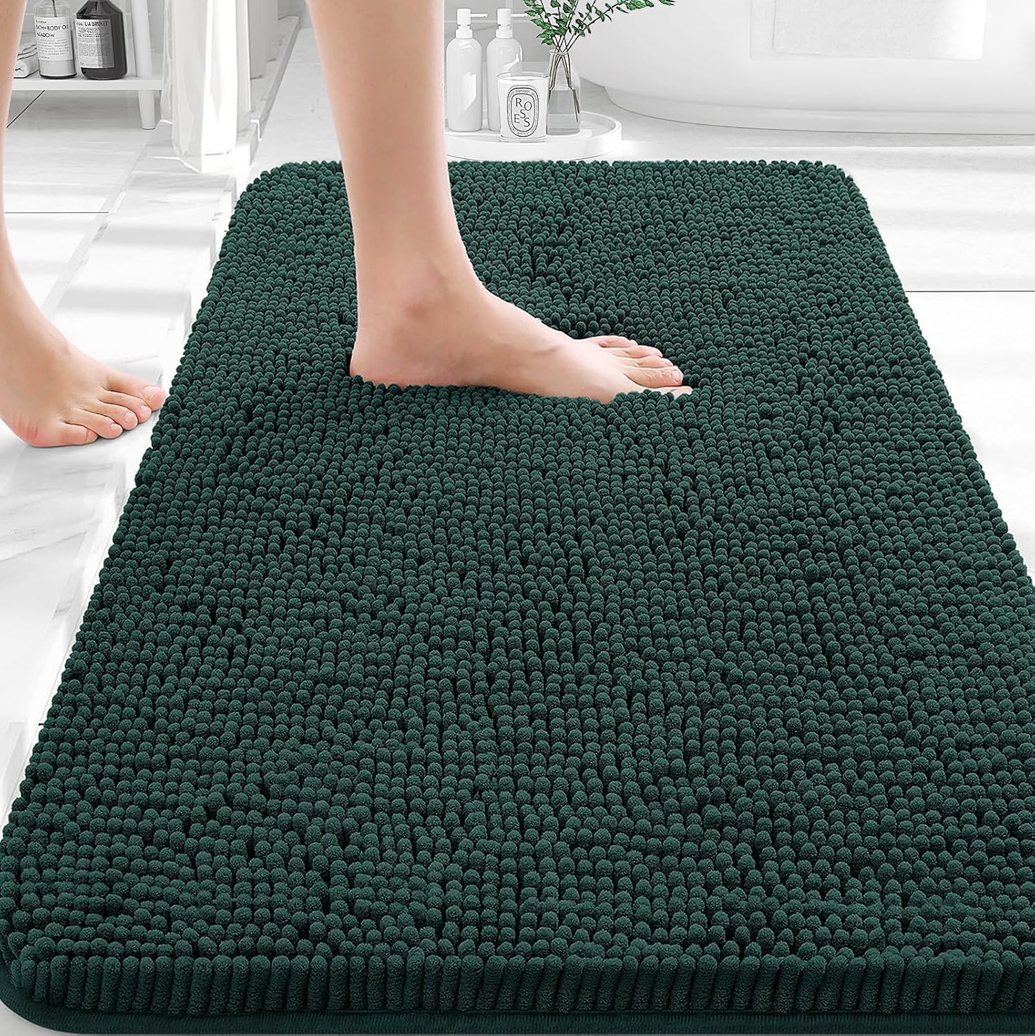 OLANLY Bathroom Rugs 35x24, Extra Soft Absorbent Chenille Bath Rugs