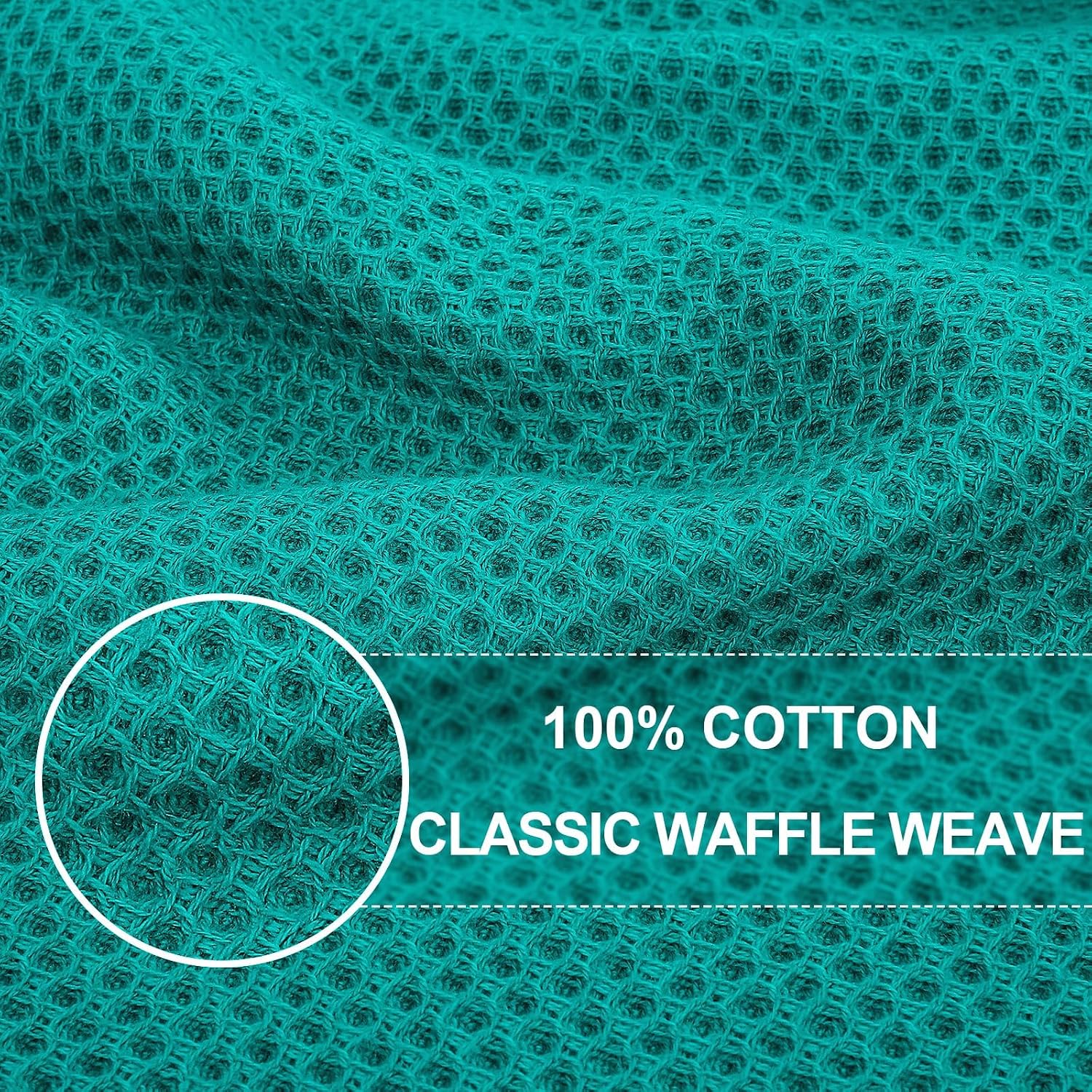 Homaxy 100% Cotton Waffle Weave Kitchen Dish Cloths 18-Pack, Teal