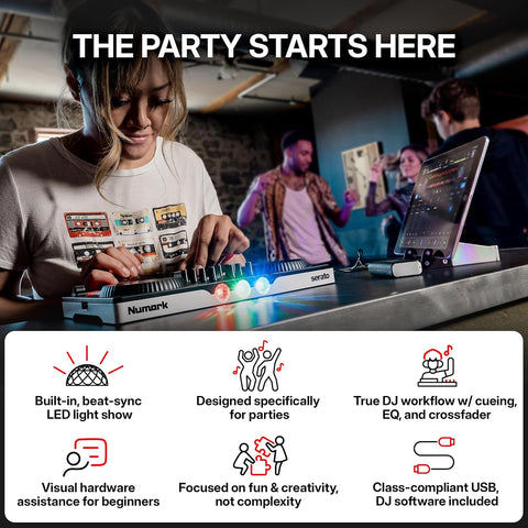 Numark Party Mix III Bluetooth DJ Controller with Built-in Lights