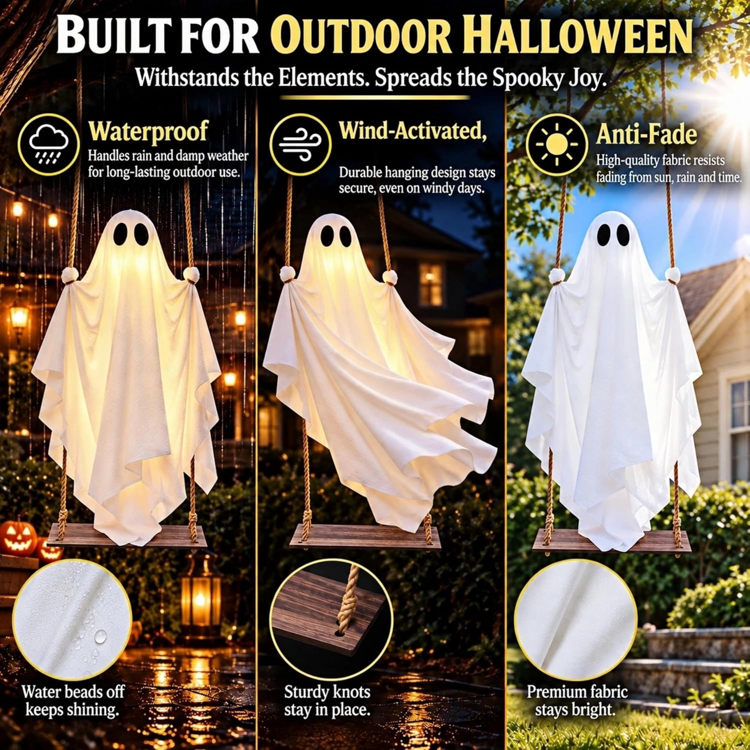 Swinging Ghost Outdoor Decor, Halloween Decorations Hanging Ghost 5FT