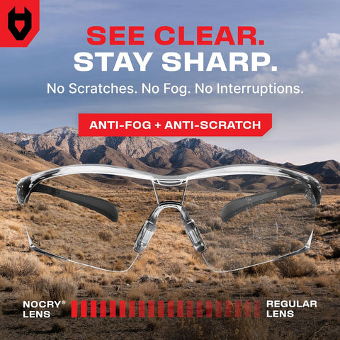 NoCry Clear Shooting Glasses for Men with Anti-Fog and Scratch Resistant Wraparound Lenses — ANSI Z87 Protective Eyewear with Adjustable Temples & Nose Pad — 100% UV Eye Protection