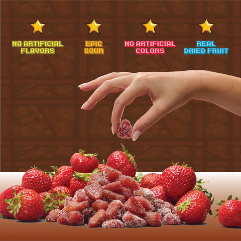 Final Boss Sour Fruit Candy, Sour Strawberries, Level 3, 10 Pack