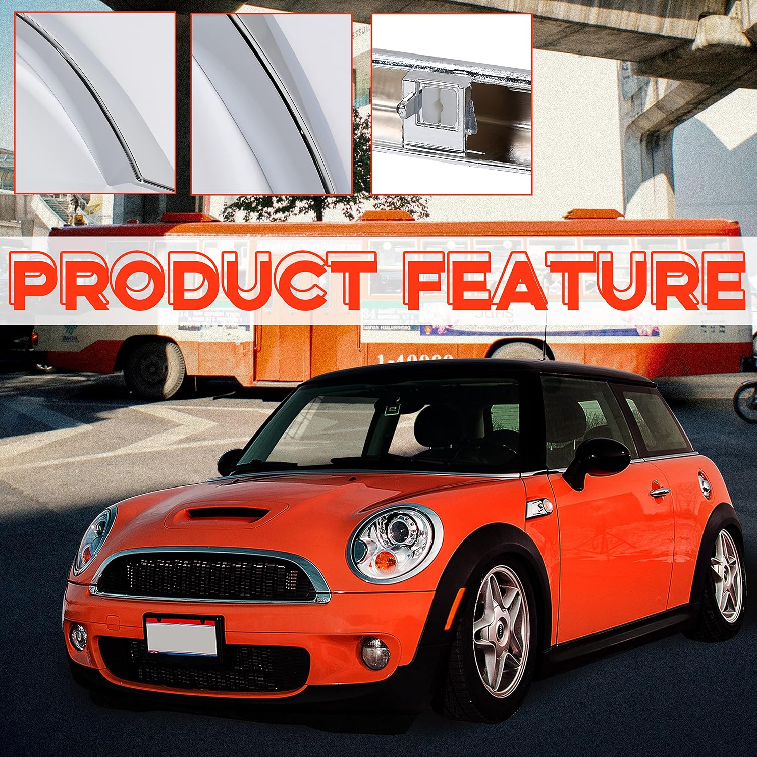 Kojem Chrome Grille Hood Molding Trim Compatible with 2007-2015 Mini Cooper R55 R56 R58 R59 Replacement for 51132751040 MC1235100 Front Grill Hood Trim Moulding