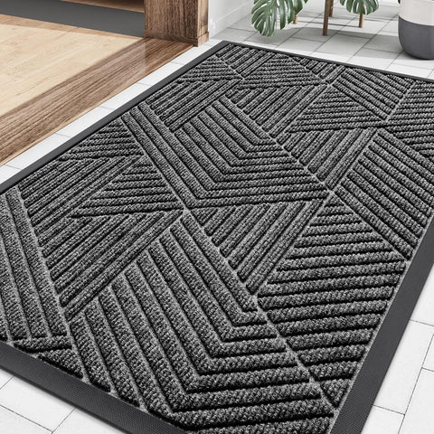 Smiry Front Door Mat Outside Entrance, Low Profile Rubber Doormat, 29.5x17