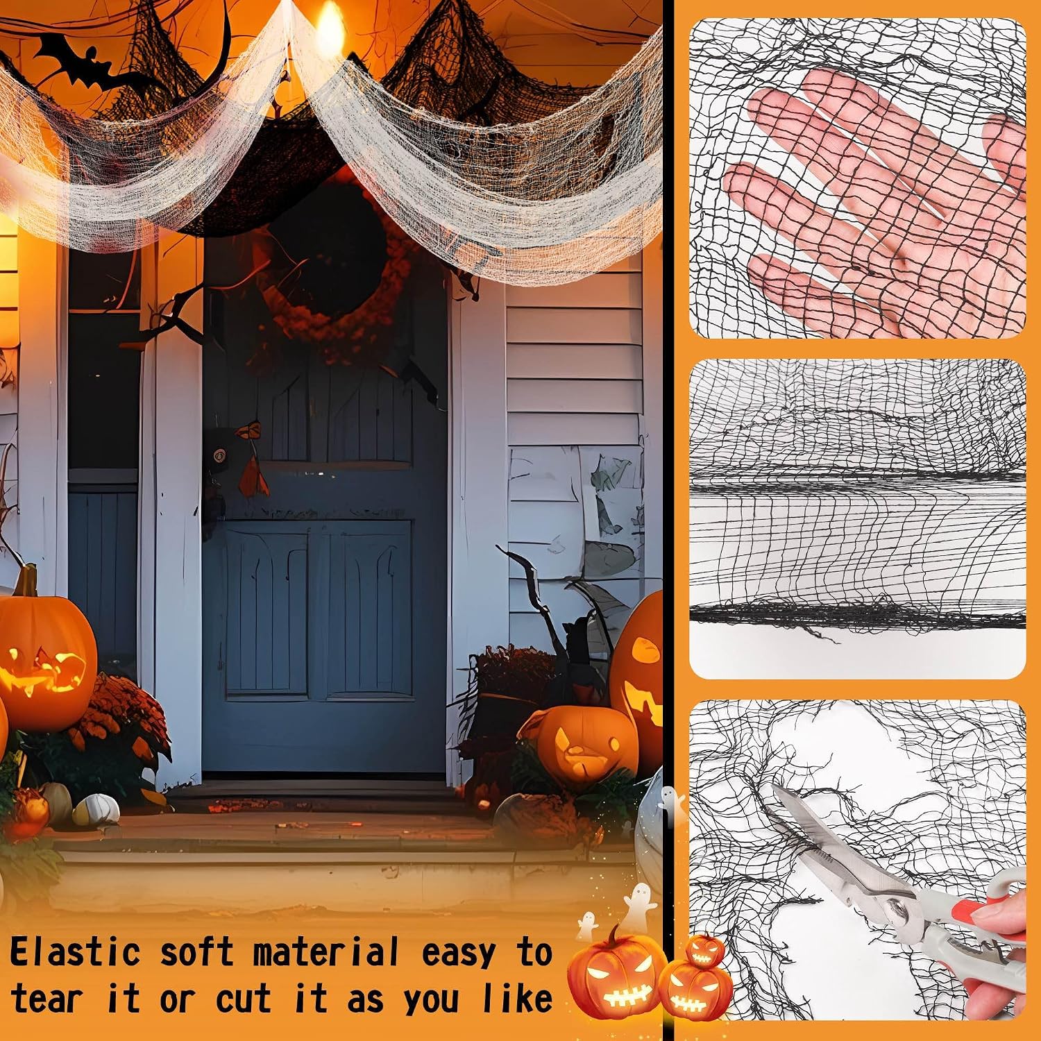 6 Pack Halloween Creepy Cloth 30x72 Inch - 2 Black 2 White 2 Red