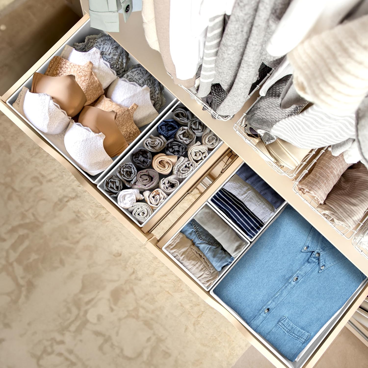 Simple Houseware Underwear Drawer Organizer, Set of 6, Gray