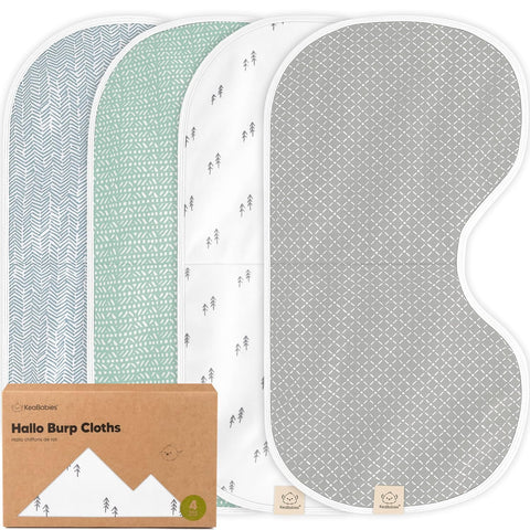 KeaBabies 4-Pack Baby Burp Cloths Baby Girl, Boy, Organic Cotton (Nordic)