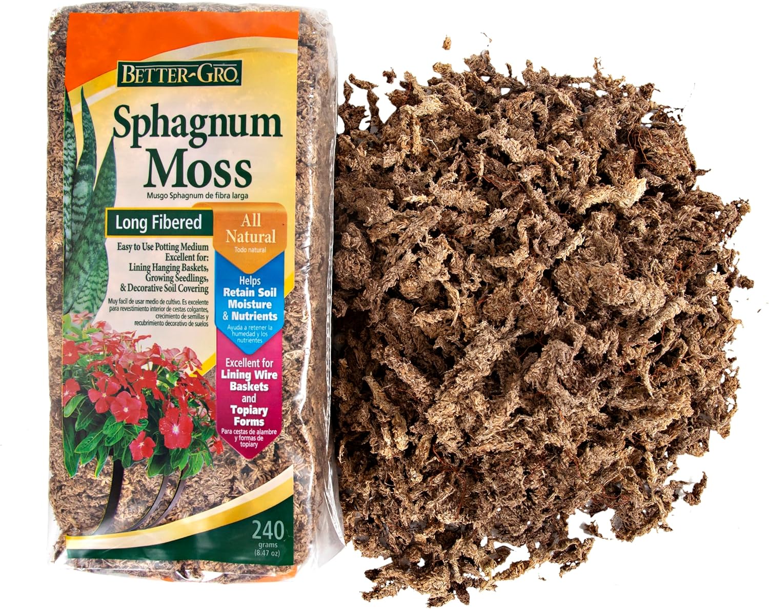 Better-Gro Long-Fiber Sphagnum Moss for Plants, Reptiles & Terrariums- 240g