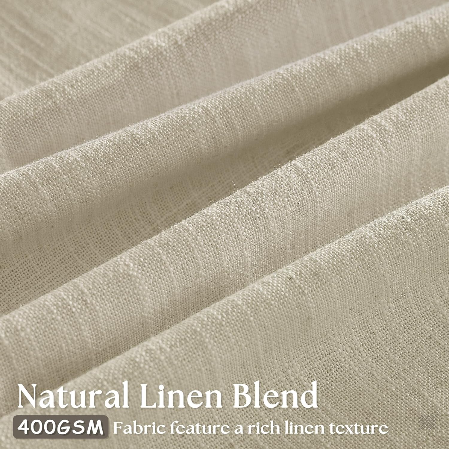 TWODRAPES 108 Inch Neutral Linen Curtains 2 Panels Set Pinch Pleated