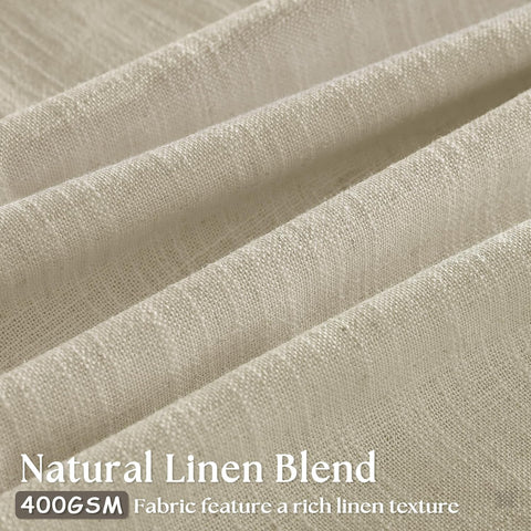 TWODRAPES 108 Inch Neutral Linen Curtains 2 Panels Set Pinch Pleated