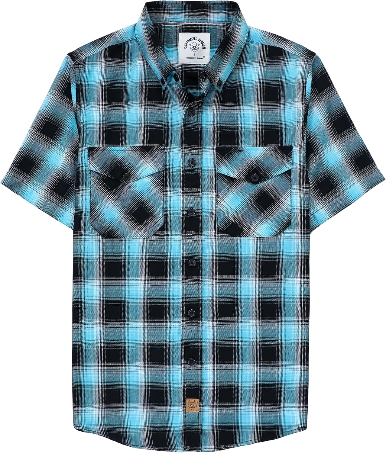 Dubinik® Mens Short Sleeve Button Down Two Pockets Soft Vintage Regular Fit Vintage Fishing Casual Shirts