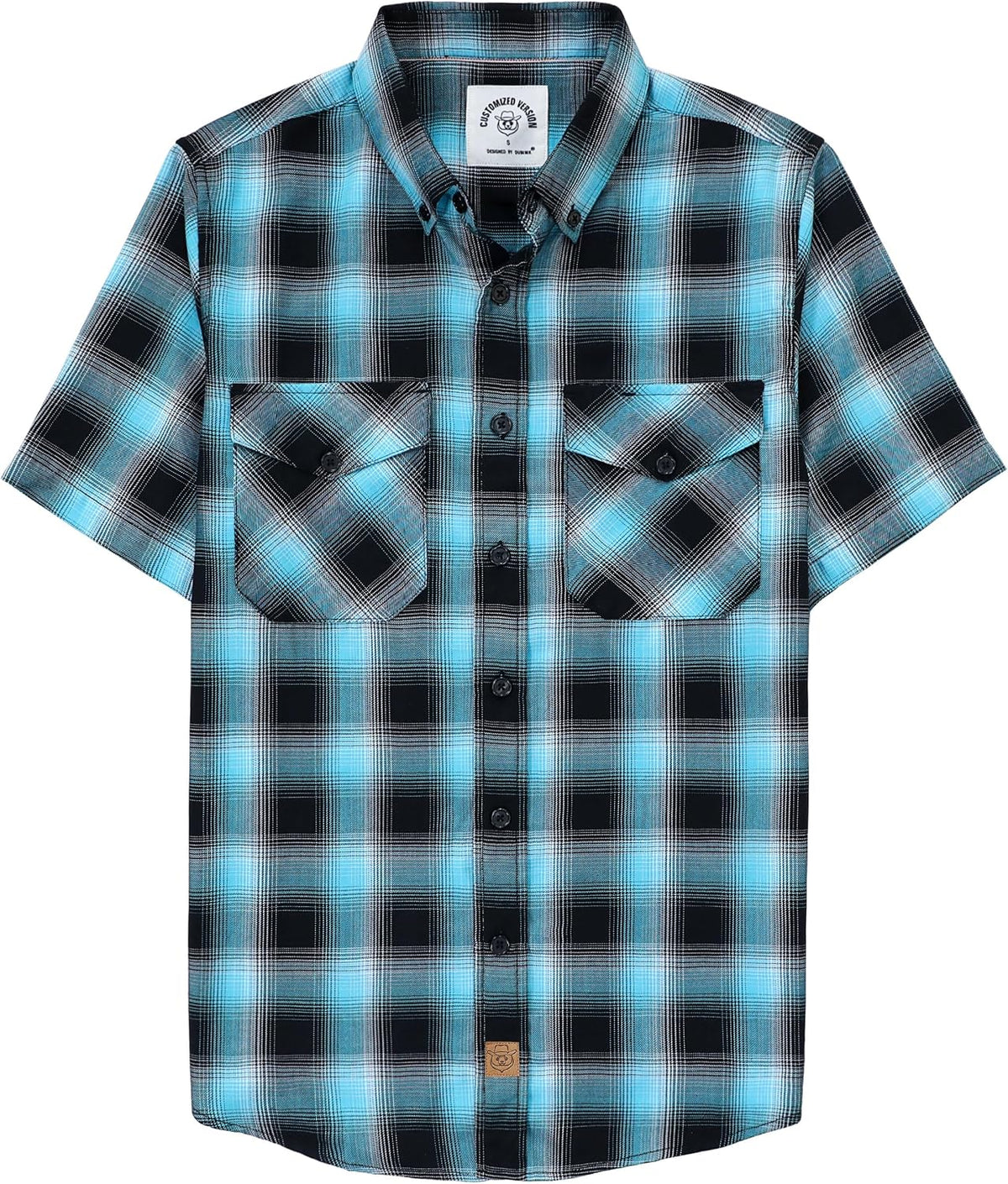 Dubinik® Mens Short Sleeve Button Down Two Pockets Soft Vintage Regular Fit Vintage Fishing Casual Shirts