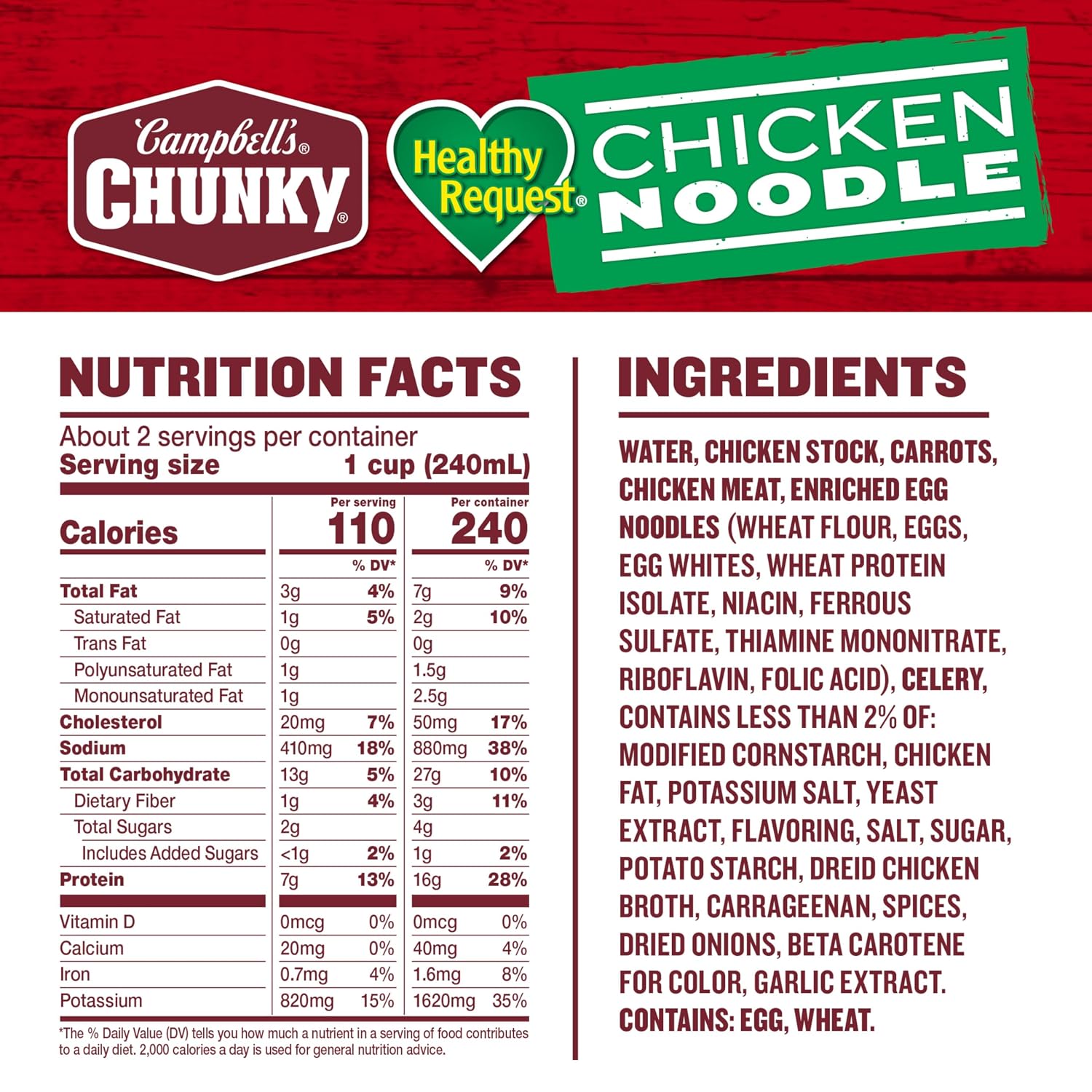 Campbell's Chunky Healthy Request Chicken Noodle Soup, 18.6 oz Can (12 Pack)
