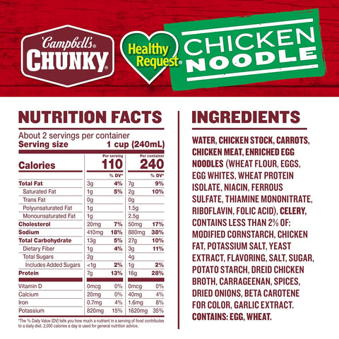 Campbell's Chunky Healthy Request Chicken Noodle Soup, 18.6 oz Can (12 Pack)