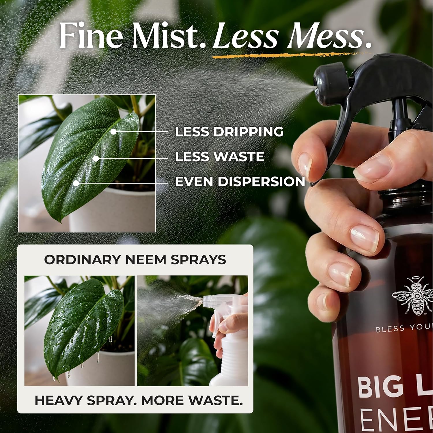 Big Leaf Energy Organic Neem Oil Spray for Plants, Indoor + Outdoor, 16oz