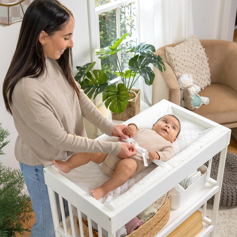 Ingenuity Contoured Changing Pad – Includes Waterproof Changing Liner and Safety Fastening Strap with Quick-Release Buckle