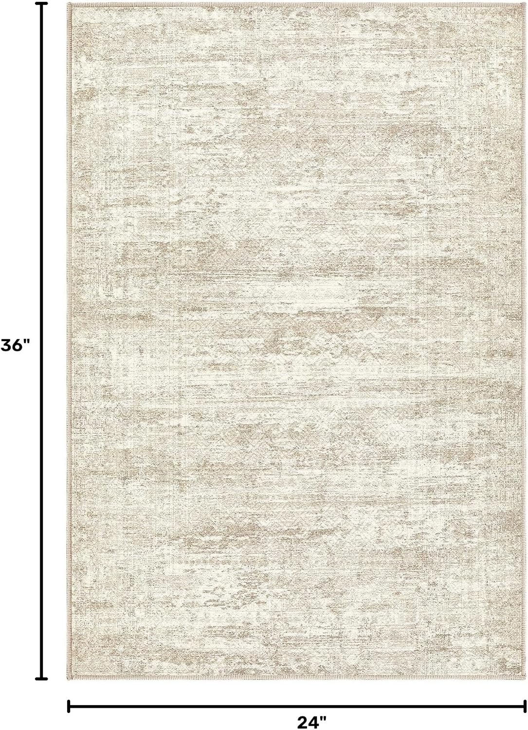 UERMEI 2x3 Entryway Area Rug: Washable Neutral Modern Abstract Small Rug - Non-Slip Low Pile Throw Indoor Carpet for Entrance Kitchen Front Door Mat Bathroom Entry Kids Room - Dark Brown - Beige/Brown